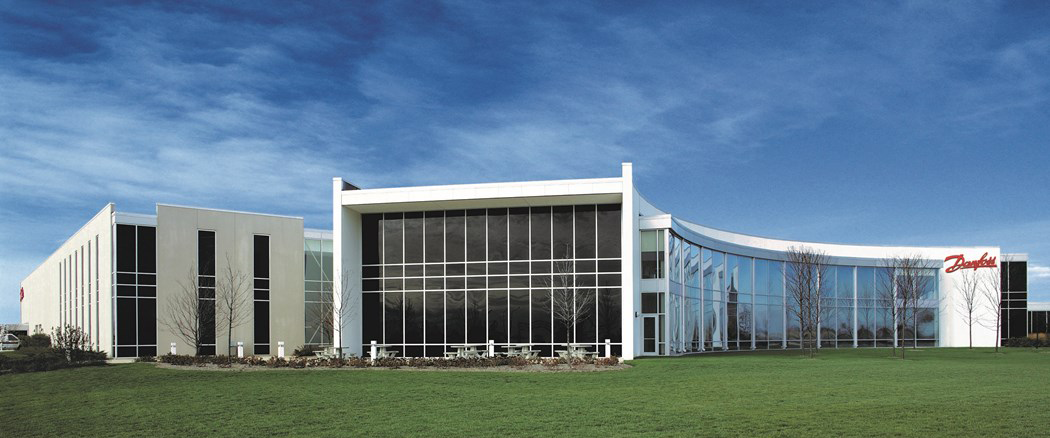 Danfoss factory featuring Meefog Systems' controlled relative humidity systems to reduce energy levels.