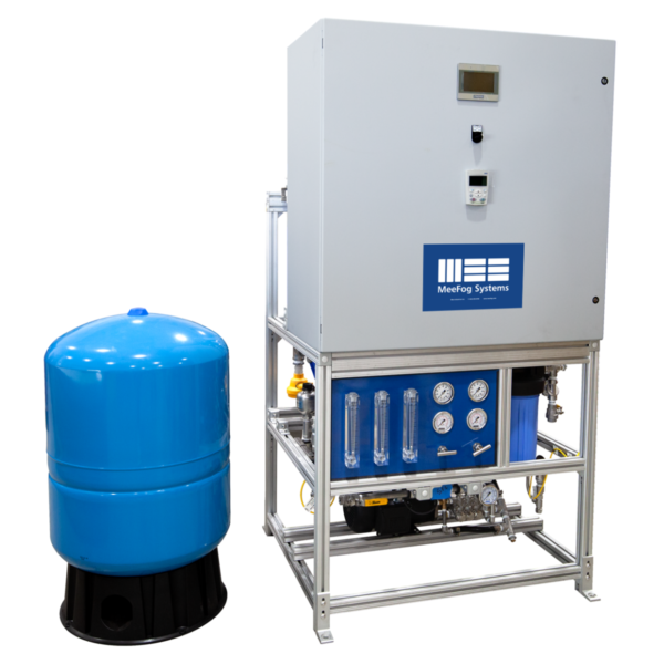 Front view of the Mee 3 Reverse Osmosis unit installed under a kitchen sink.