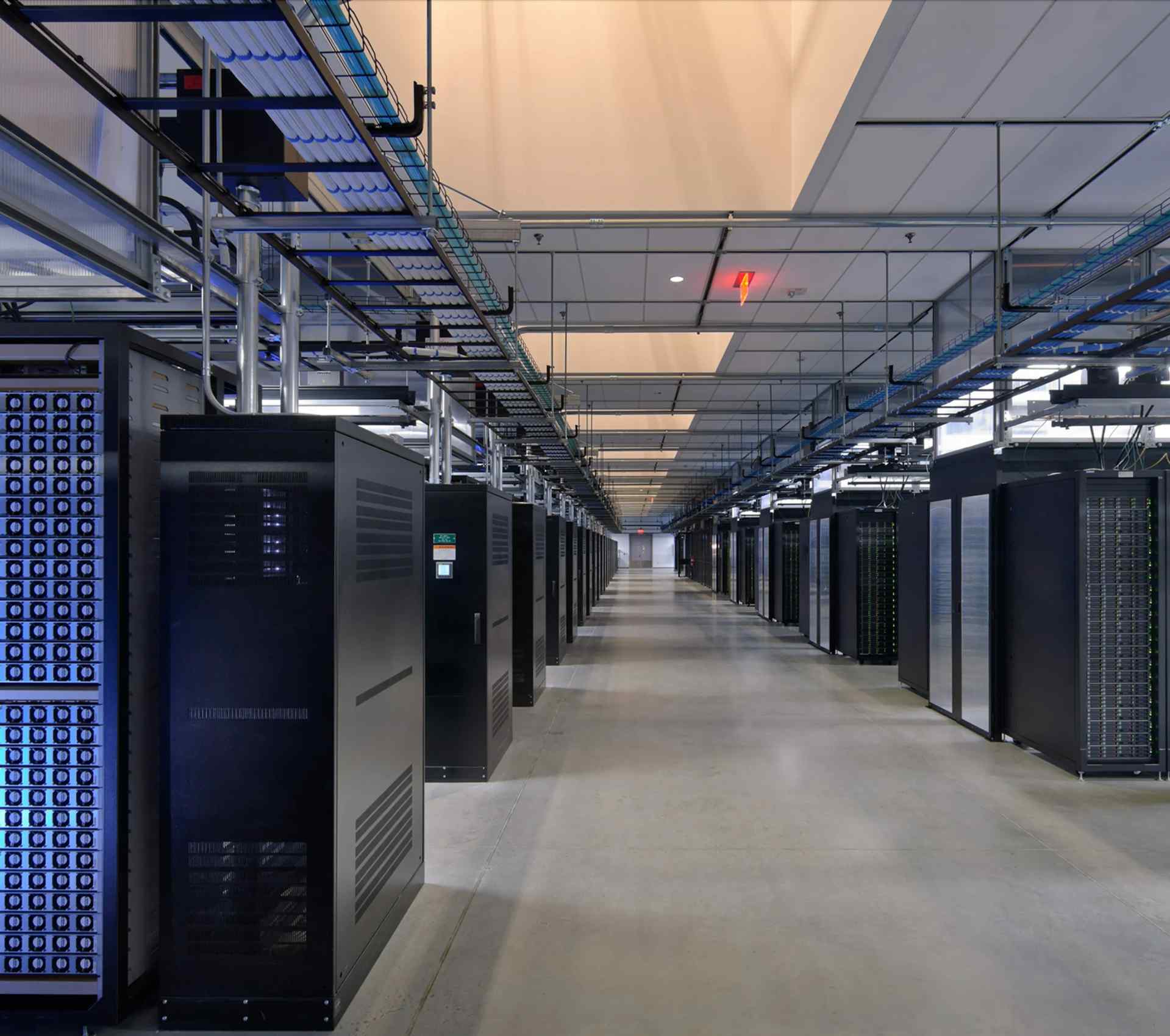 Inside Meta Platforms, Inc. data center in Prineville, Oregon for Meefog data center cooling systems
